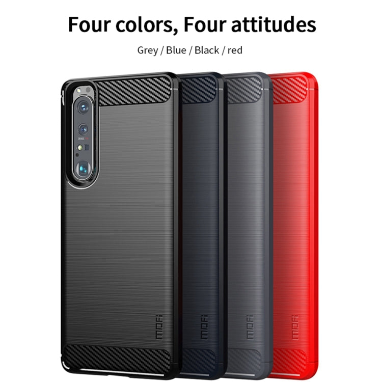 For Sony Xperia 1 lll MOFI Gentleness Series Brushed Texture Carbon Fiber Soft TPU Case(Blue) - Sony Cases by MOFI | Online Shopping UK | buy2fix