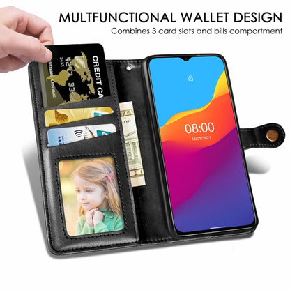 For Blackview A70 Solid Color Leather Buckle Phone Case with Lanyard & Photo Frame & Card Slot & Wallet & Stand Function(Black) - More Brand by buy2fix | Online Shopping UK | buy2fix