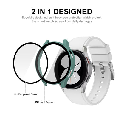 ENKAY Hat-Prince Full Coverage PC Frame + Tempered Glass Protector Composite Case for Samsung Galaxy Watch4 44mm(White) - Watch Cases by ENKAY | Online Shopping UK | buy2fix