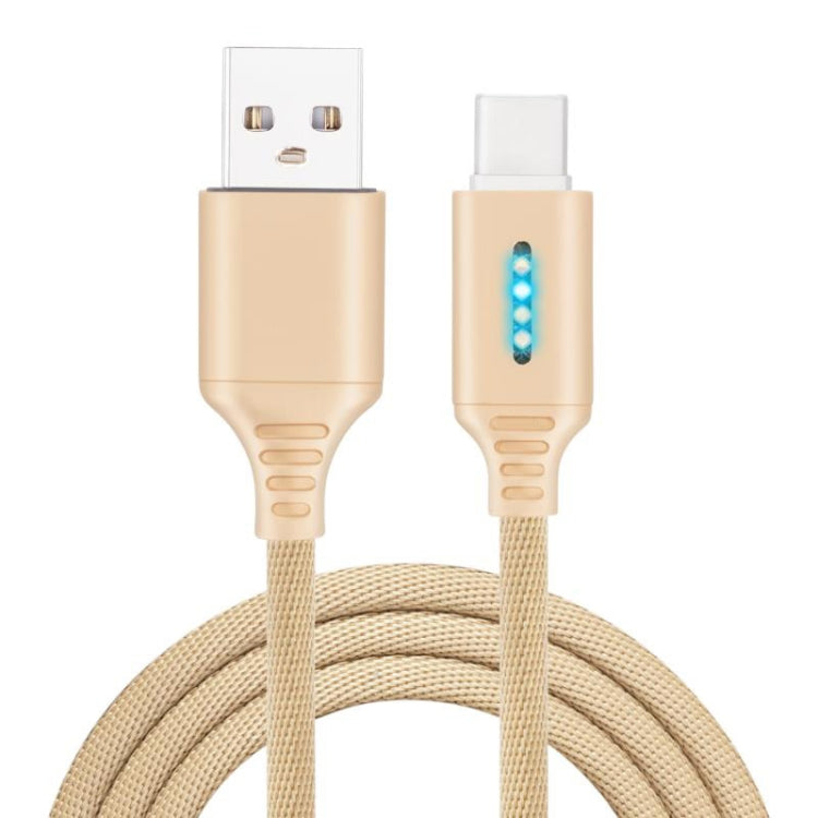 USB-C / Type-C Interface Zinc Alloy Marquee Luminous Intelligent Automatic Power off Charging Data Cable(gold) - USB-C & Type-C Cable by buy2fix | Online Shopping UK | buy2fix