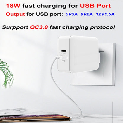 PD-65W USB-C / Type-C + QC3. 0 USB Laptop Charging Adapter, AU Plug / US Plug / EU Plug / UK Plug(White) - Cable & Adapter by buy2fix | Online Shopping UK | buy2fix