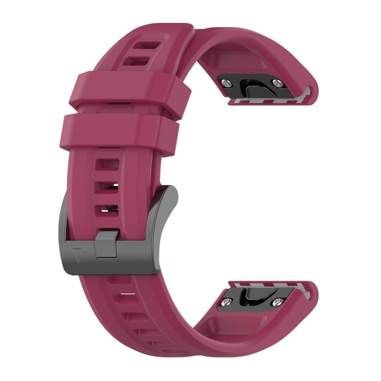 For Garmin Fenix 7 22mm Silicone Solid Color Watch Band(Burgundy) - Watch Bands by buy2fix | Online Shopping UK | buy2fix