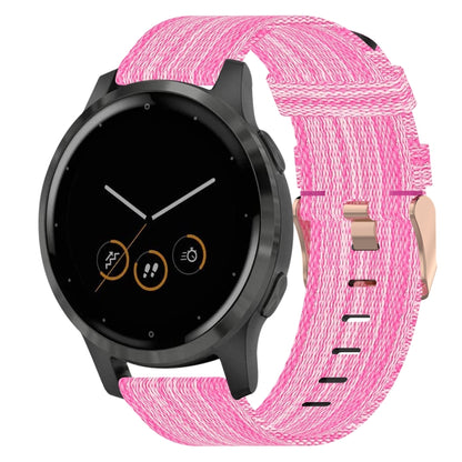 For Garmin Vivoactive 4S 18mm Nylon Woven Watch Band(Pink) - Watch Bands by buy2fix | Online Shopping UK | buy2fix