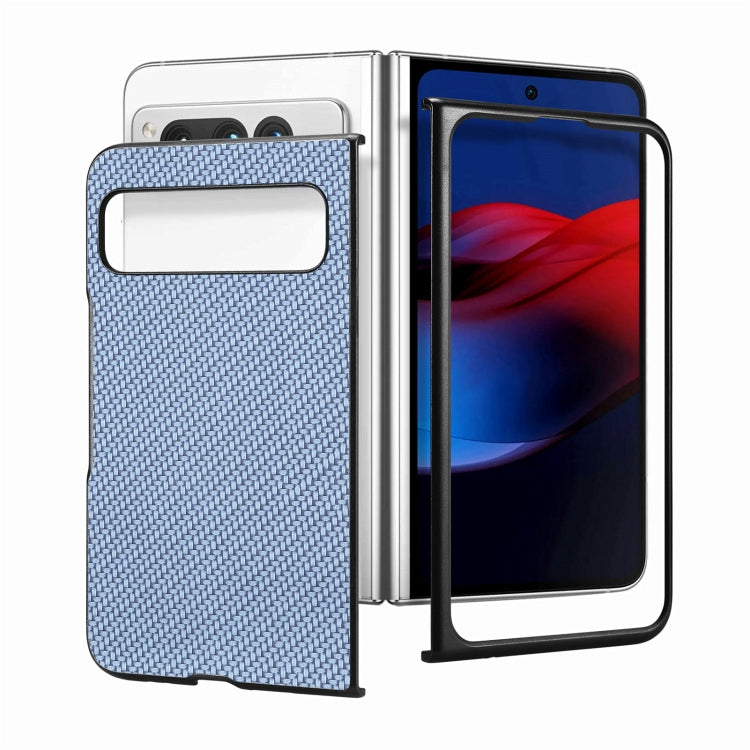 For Google Pixel Fold Carbon Fiber Texture Leather Back Cover Phone Case(Blue) - Google Cases by buy2fix | Online Shopping UK | buy2fix