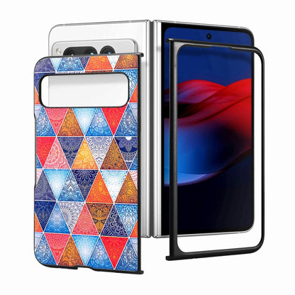 For Google Pixel Fold Colored Drawing Leather Skin Back Cover Phone Case(Rhombus Mandala) - Google Cases by buy2fix | Online Shopping UK | buy2fix