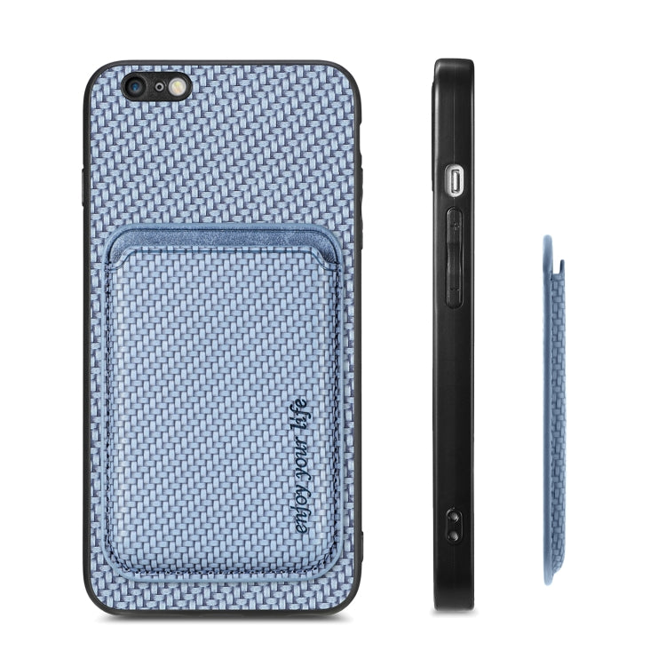 For iPhone 6 Plus / 6S Plus Carbon Fiber Leather Card Magsafe Magnetic Phone Case(Blue) - More iPhone Cases by buy2fix | Online Shopping UK | buy2fix