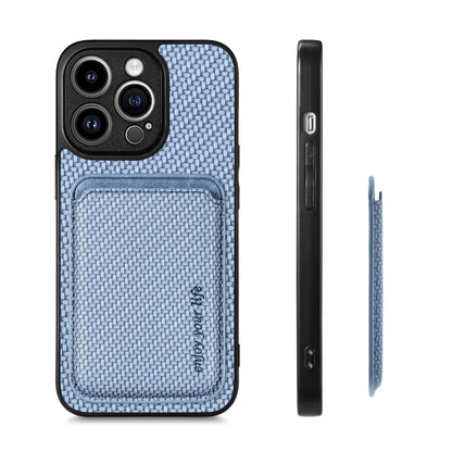 For iPhone 13 Pro Carbon Fiber Leather Card Magsafe Magnetic Phone Case(Blue) - iPhone 13 Pro Cases by buy2fix | Online Shopping UK | buy2fix