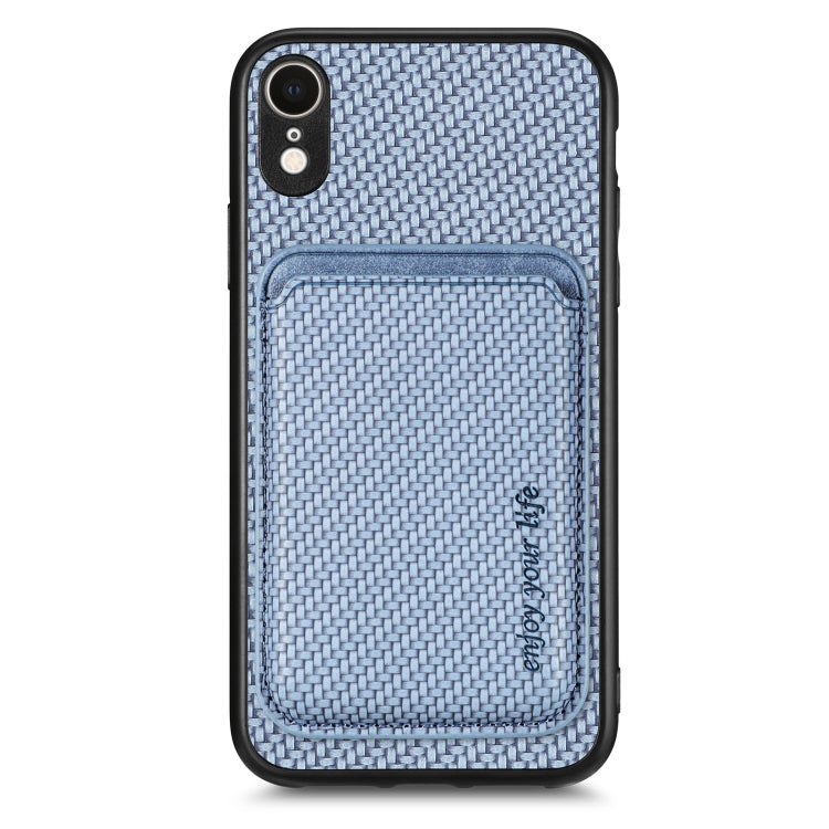 For iPhone  XR Carbon Fiber Leather Card Magsafe Magnetic Phone Case(Blue) - More iPhone Cases by buy2fix | Online Shopping UK | buy2fix