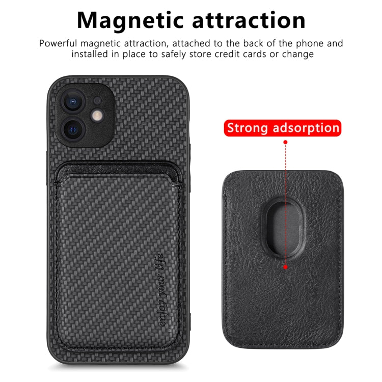 For iPhone 11 Pro Max Carbon Fiber Leather Card Magsafe Magnetic Phone Case(Black) - iPhone 11 Pro Max Cases by buy2fix | Online Shopping UK | buy2fix