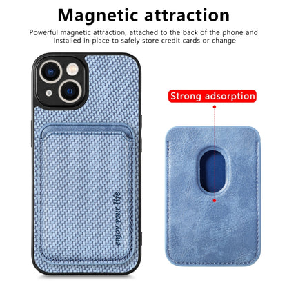 For iPhone 14 Pro Max Carbon Fiber Leather Card Magsafe Magnetic Phone Case(Blue) - iPhone 14 Pro Max Cases by buy2fix | Online Shopping UK | buy2fix