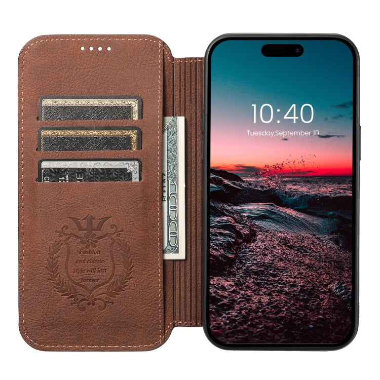 For iPhone 14 Pro Max Suteni J06 Retro Matte Litchi Texture Leather Magnetic Magsafe Phone Case(Brown) - iPhone 14 Pro Max Cases by Suteni | Online Shopping UK | buy2fix