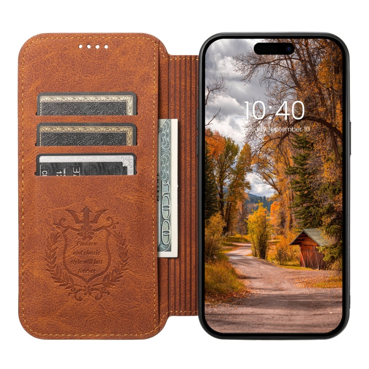 For iPhone 14 Pro Max Suteni J06 Retro Matte Litchi Texture Leather Magnetic Magsafe Phone Case(Khaki) - iPhone 14 Pro Max Cases by Suteni | Online Shopping UK | buy2fix