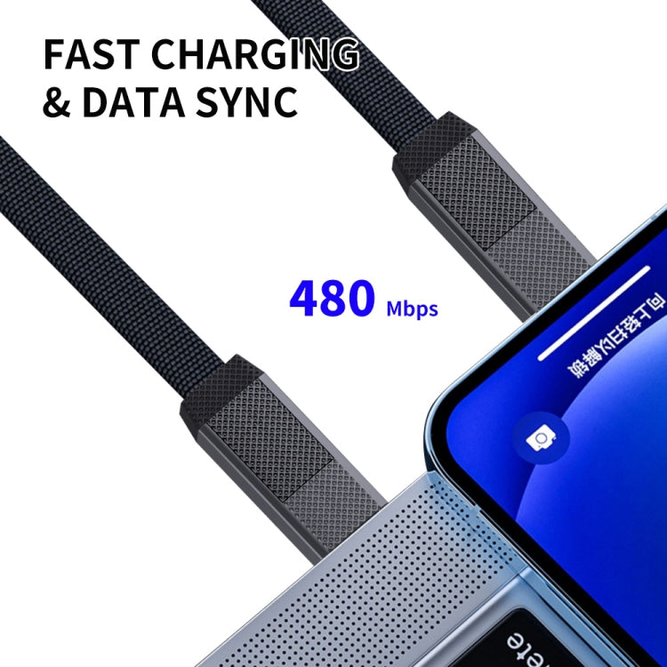 ENKAY ENK-CB134 4-in-1 60W USB-A / Type-C to 8 Pin / Type-C Nylon Braided Magnetic Fast Charging Data Cable, Cable Length:1.2m - Multifunction Cable by ENKAY | Online Shopping UK | buy2fix