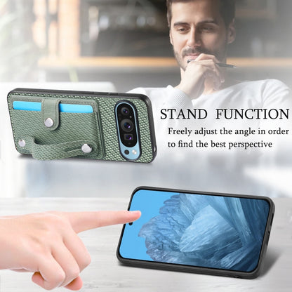 For Google Pixel 9 Wristband Kickstand Card Wallet Back Cover Phone Case with Tool Knife(Green) - Google Cases by buy2fix | Online Shopping UK | buy2fix