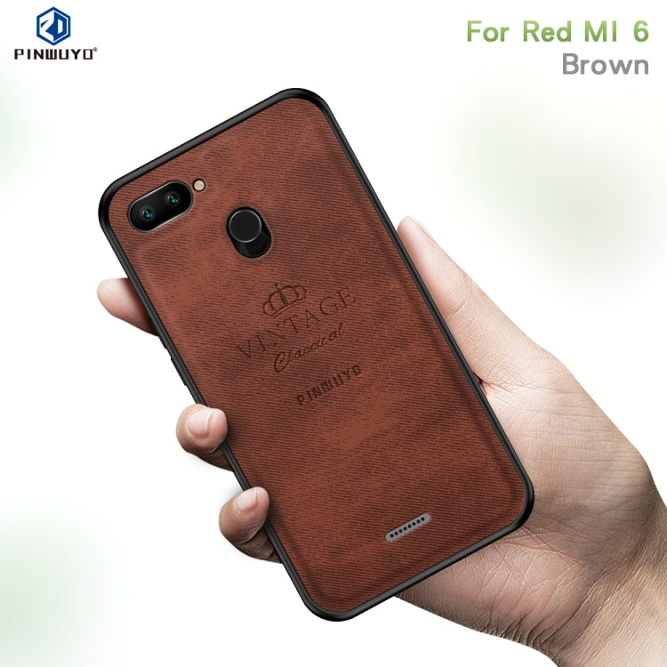 PINWUYO Shockproof Waterproof Full Coverage PC + TPU + Skin Protective Case for Xiaomi Redmi 6(Brown) - Xiaomi Cases by PINWUYO | Online Shopping UK | buy2fix