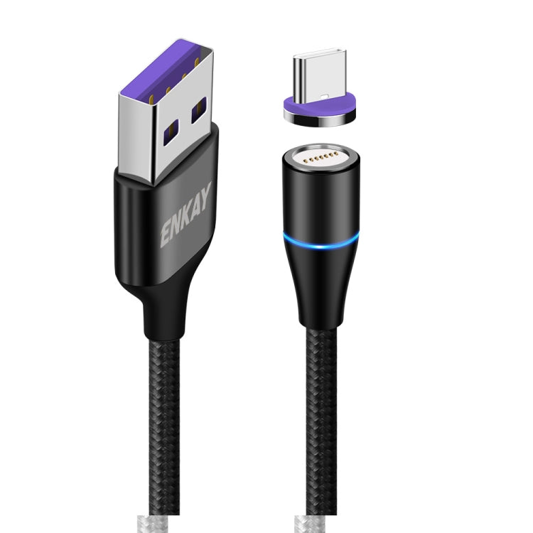 ENKAY ENK-CB1391 5A USB to Type-C Magnetic Fast Charging Data Cable with LED Light, Length: 1m(Black) - Charging Cable & Head by ENKAY | Online Shopping UK | buy2fix