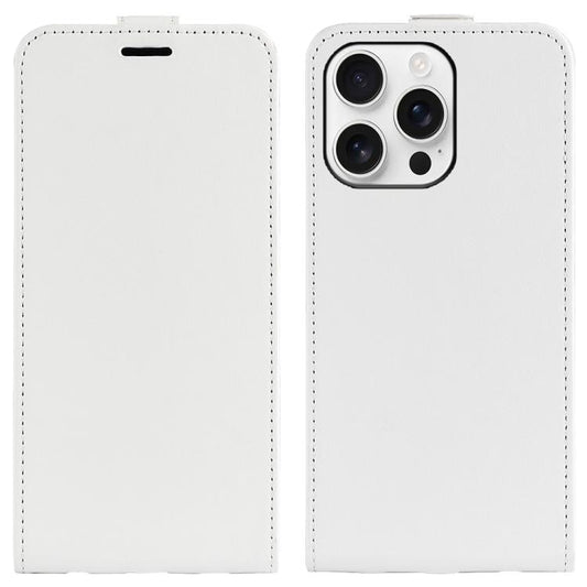 For iPhone 16 Pro Max R64 Texture Single Vertical Flip Leather Phone Case(White) - iPhone 16 Pro Max Cases by buy2fix | Online Shopping UK | buy2fix