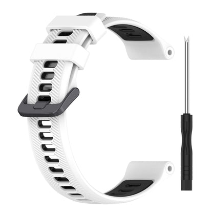 For Garmin Forerunner 945 Sports Two-Color Silicone Watch Band(White+Black) - Watch Bands by buy2fix | Online Shopping UK | buy2fix