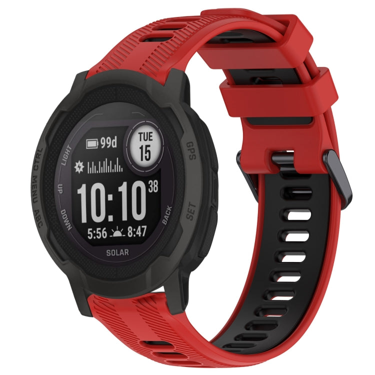 For Garmin Instinct 2 Solar Sports Two-Color Silicone Watch Band(Red+Black) - Watch Bands by buy2fix | Online Shopping UK | buy2fix