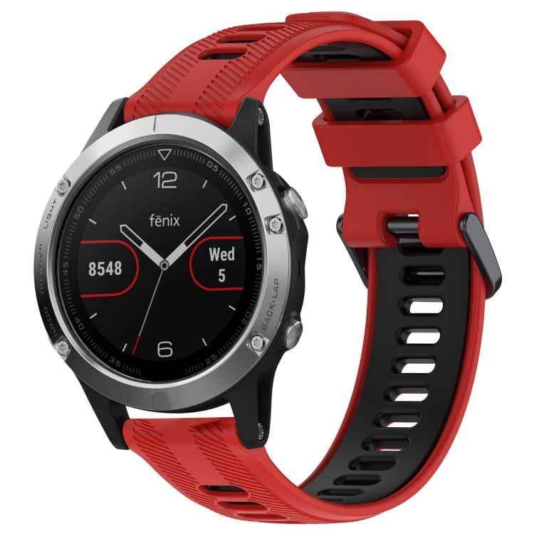 For Garmin Fenix 5 Sports Two-Color Silicone Watch Band(Red+Black) - Watch Bands by buy2fix | Online Shopping UK | buy2fix