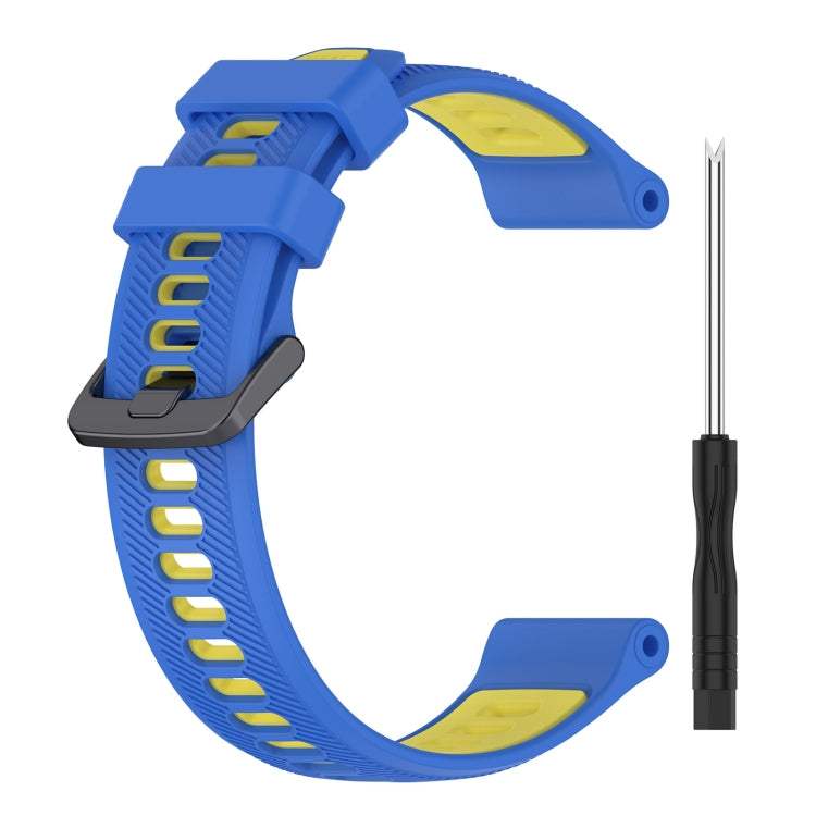 For Garmin Instinct Crossover Sports Two-Color Silicone Watch Band(Blue+Yellow) - Watch Bands by buy2fix | Online Shopping UK | buy2fix