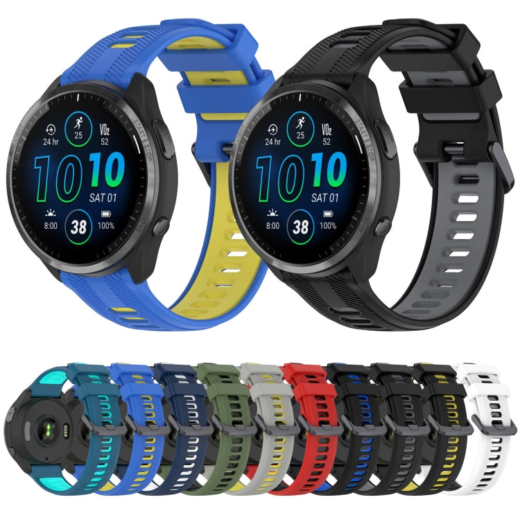 For Garmin Fenix 6 Sports Two-Color Silicone Watch Band(Blue+Teal) - Watch Bands by buy2fix | Online Shopping UK | buy2fix