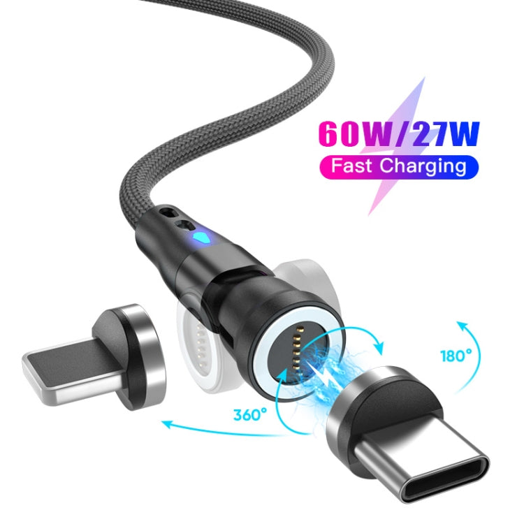 ENKAY PD60W Type-C to Type-C / 8 Pin Magnetic 540 Degrees Rotating Fast Charging Cable, Length:1m(Black) - Charging Cable & Head by ENKAY | Online Shopping UK | buy2fix