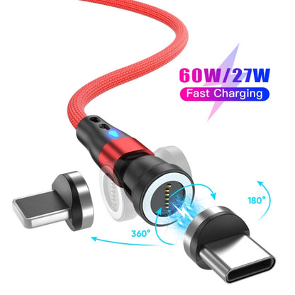 ENKAY PD60W Type-C to Type-C / 8 Pin Magnetic 540 Degrees Rotating Fast Charging Cable, Length:2m(Red) - Charging Cable & Head by ENKAY | Online Shopping UK | buy2fix