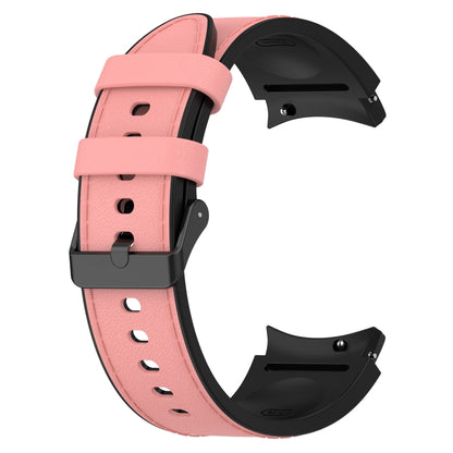 For Samsung Galaxy Watch 6 Silicone Leather Black Buckle Watch Band(Pink) - Watch Bands by buy2fix | Online Shopping UK | buy2fix