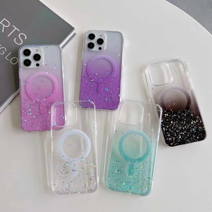 For iPhone 14 Pro Max MagSafe Glitter Hybrid Clear TPU Phone Case(Black) - iPhone 14 Pro Max Cases by buy2fix | Online Shopping UK | buy2fix