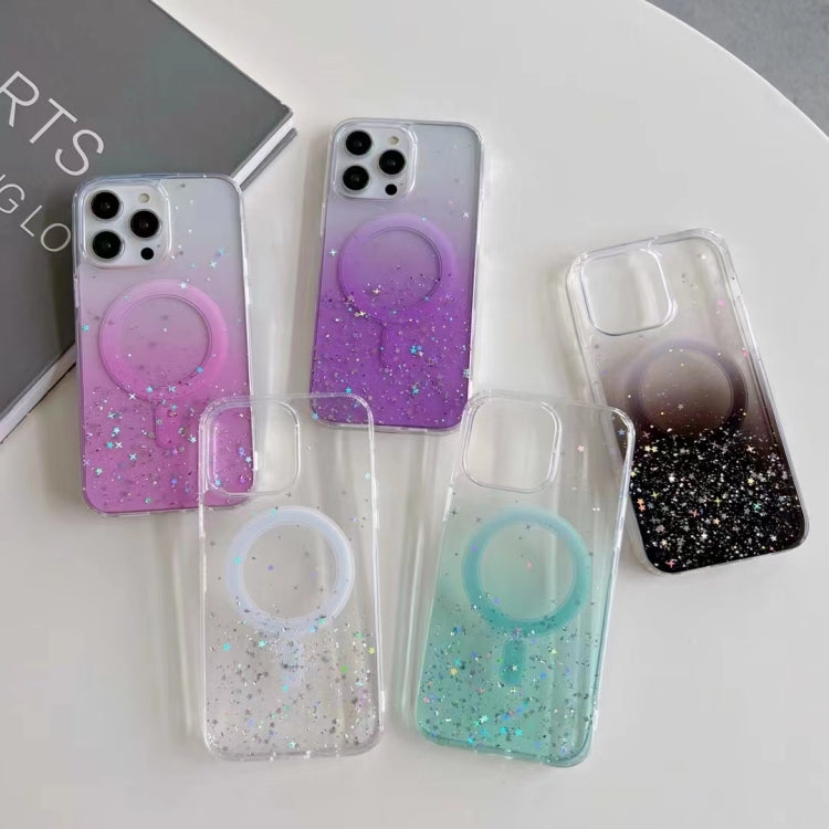 For iPhone 12 MagSafe Glitter Hybrid Clear TPU Phone Case(Green) - iPhone 12 / 12 Pro Cases by buy2fix | Online Shopping UK | buy2fix