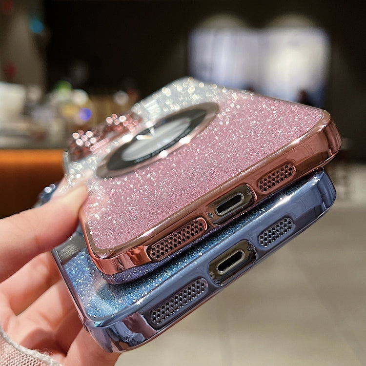 For iPhone 16 Plus Gradient Glitter Electroplating MagSafe TPU Phone Case(Blue) - iPhone 16 Plus Cases by buy2fix | Online Shopping UK | buy2fix