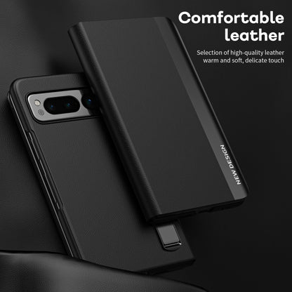 For   Google Pixel Fold Side Electroplating Adsorption Ultra-thin Leather Phone Case(Black) - Google Cases by buy2fix | Online Shopping UK | buy2fix