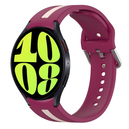 For Samsung Galaxy Watch 6 44mm Two-Color Silicone Watch Band(Wine Red+Pink) - Watch Bands by buy2fix | Online Shopping UK | buy2fix