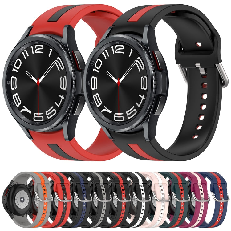 For Samsung Galaxy Watch 6 40mm Two-Color Silicone Watch Band(Black+Red) - Watch Bands by buy2fix | Online Shopping UK | buy2fix