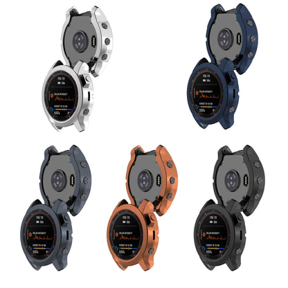 For Garmin Fenix 7 Pro Half Package Electroplated TPU Watch Protective Case(Black) - Watch Cases by buy2fix | Online Shopping UK | buy2fix