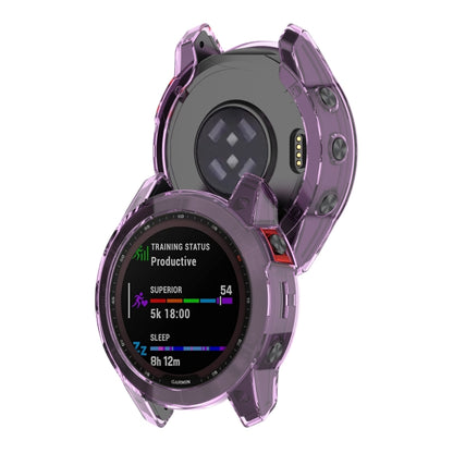 For Garmin Fenix 7 Pro Half-Package TPU Watch Protective Case(Transparent Purple) - Watch Cases by buy2fix | Online Shopping UK | buy2fix