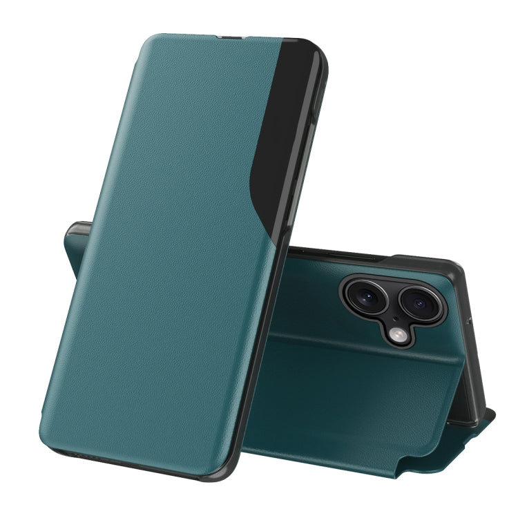 For iPhone 16 Plus Side Display Flip Leather Phone Case(Green) - More iPhone Cases by buy2fix | Online Shopping UK | buy2fix