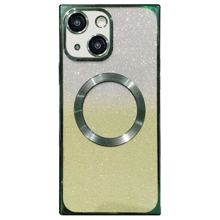 For iPhone 14 Square Gradient Magsafe Electroplating TPU Phone Case(Green) - iPhone 14 Cases by buy2fix | Online Shopping UK | buy2fix