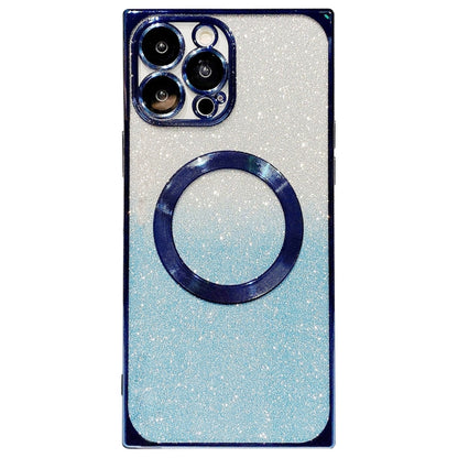 For iPhone 12 Pro Max Square Gradient Magsafe Electroplating TPU Phone Case(Blue) - iPhone 12 Pro Max Cases by buy2fix | Online Shopping UK | buy2fix