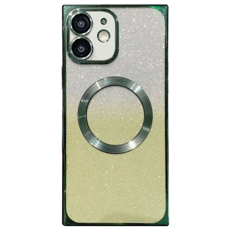 For iPhone 11 Square Gradient Magsafe Electroplating TPU Phone Case(Green) - iPhone 11 Cases by buy2fix | Online Shopping UK | buy2fix