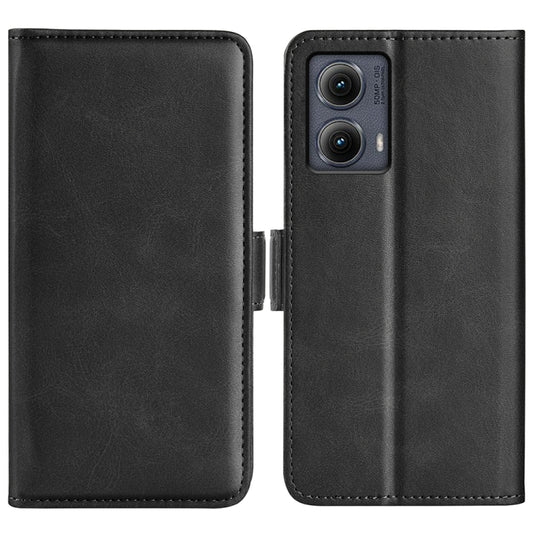 For Motorola Edge 5G 2024 Dual-side Magnetic Buckle Horizontal Flip Leather Phone Case(Black) - Motorola Cases by buy2fix | Online Shopping UK | buy2fix