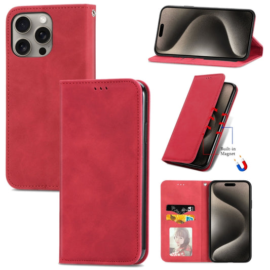 For iPhone 16 Pro Max Retro Skin Feel Magnetic Flip Leather Phone Case(Red) - iPhone 16 Pro Max Cases by buy2fix | Online Shopping UK | buy2fix