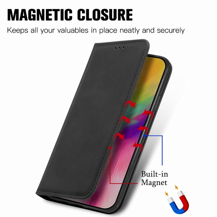 For iPhone 16 Plus Retro Skin Feel Magnetic Flip Leather Phone Case(Black) - iPhone 16 Plus Cases by buy2fix | Online Shopping UK | buy2fix