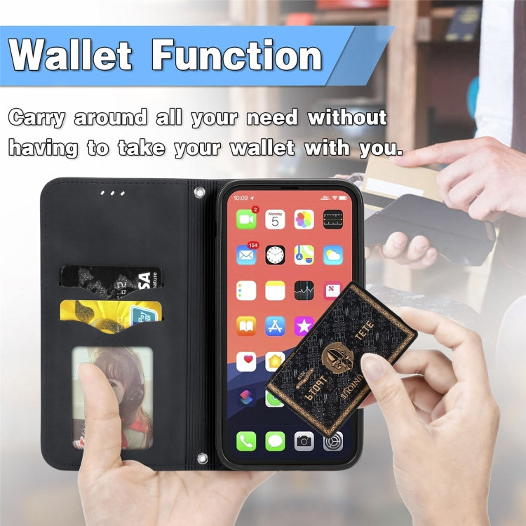 For iPhone 16 Plus Retro Skin Feel Magnetic Flip Leather Phone Case(Black) - iPhone 16 Plus Cases by buy2fix | Online Shopping UK | buy2fix