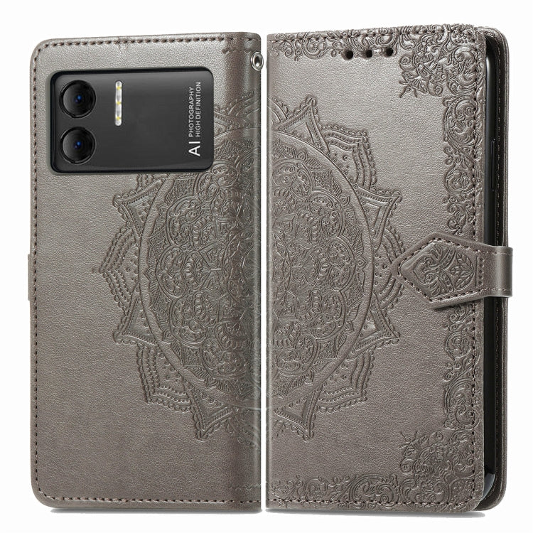 For DOOGEE X98 Pro / X98 Mandala Flower Embossed Leather Phone Case(Grey) - Doogee Cases by buy2fix | Online Shopping UK | buy2fix