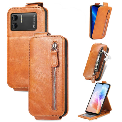 For DOOGEE X98 Pro / X98 Zipper Wallet Vertical Flip Leather Phone Case(Brown) - Doogee Cases by buy2fix | Online Shopping UK | buy2fix