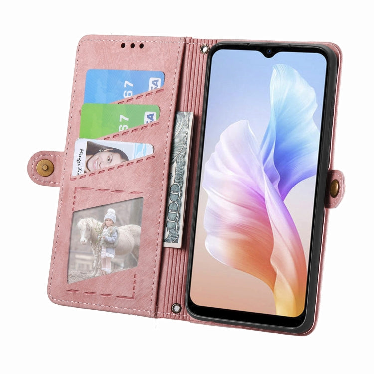 For DOOGEE X98 Pro / X98 Geometric Zipper Wallet Side Buckle Leather Phone Case(Pink) - Doogee Cases by buy2fix | Online Shopping UK | buy2fix