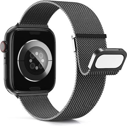 For Apple Watch 42mm Milan Double Magnetic Steel Mesh Watch Band(Gray) - Watch Bands by buy2fix | Online Shopping UK | buy2fix