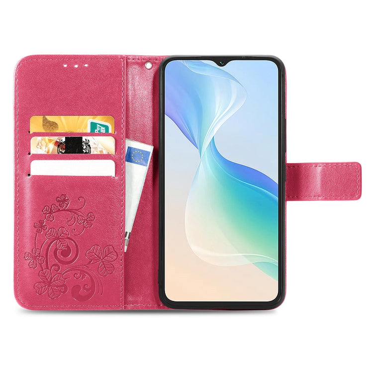 For Blackview Oscal C30 Pro Four-leaf Clasp Embossed Buckle Leather Phone Case(Magenta) - More Brand by buy2fix | Online Shopping UK | buy2fix